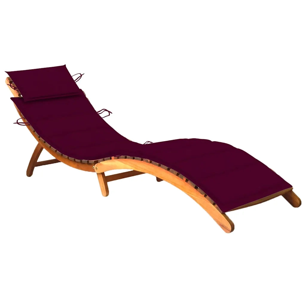Lettino Prendisole da Giardino con Cuscino Massello di Acacia cod mxl 24002