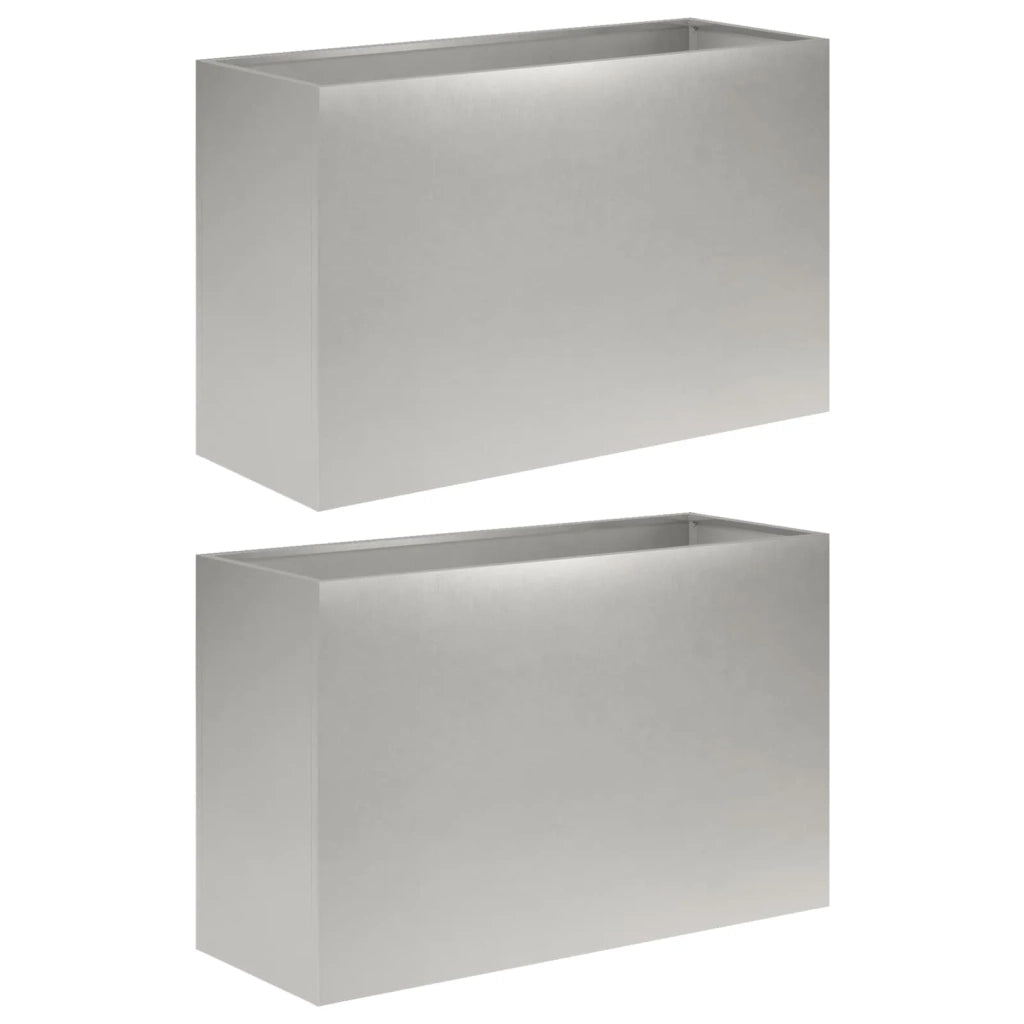 Vaso da giardino 2 pz Argento 80 x 30 x 40 cm Acciaio Inox 8005591