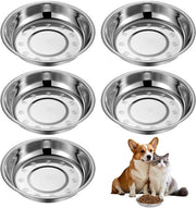 Set di 5 ciotole in acciaio inox senza rame, 15,5 cm ciotola e ciotola per cibo, ampia e piatta, per gatti o piccoli cani.