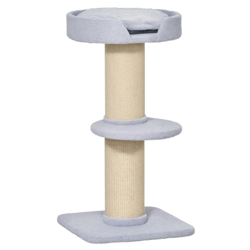 Albero tiragraffi per gatti con piattaforma e palo in sisal, 45x45x91 cm, azzurro chiaro