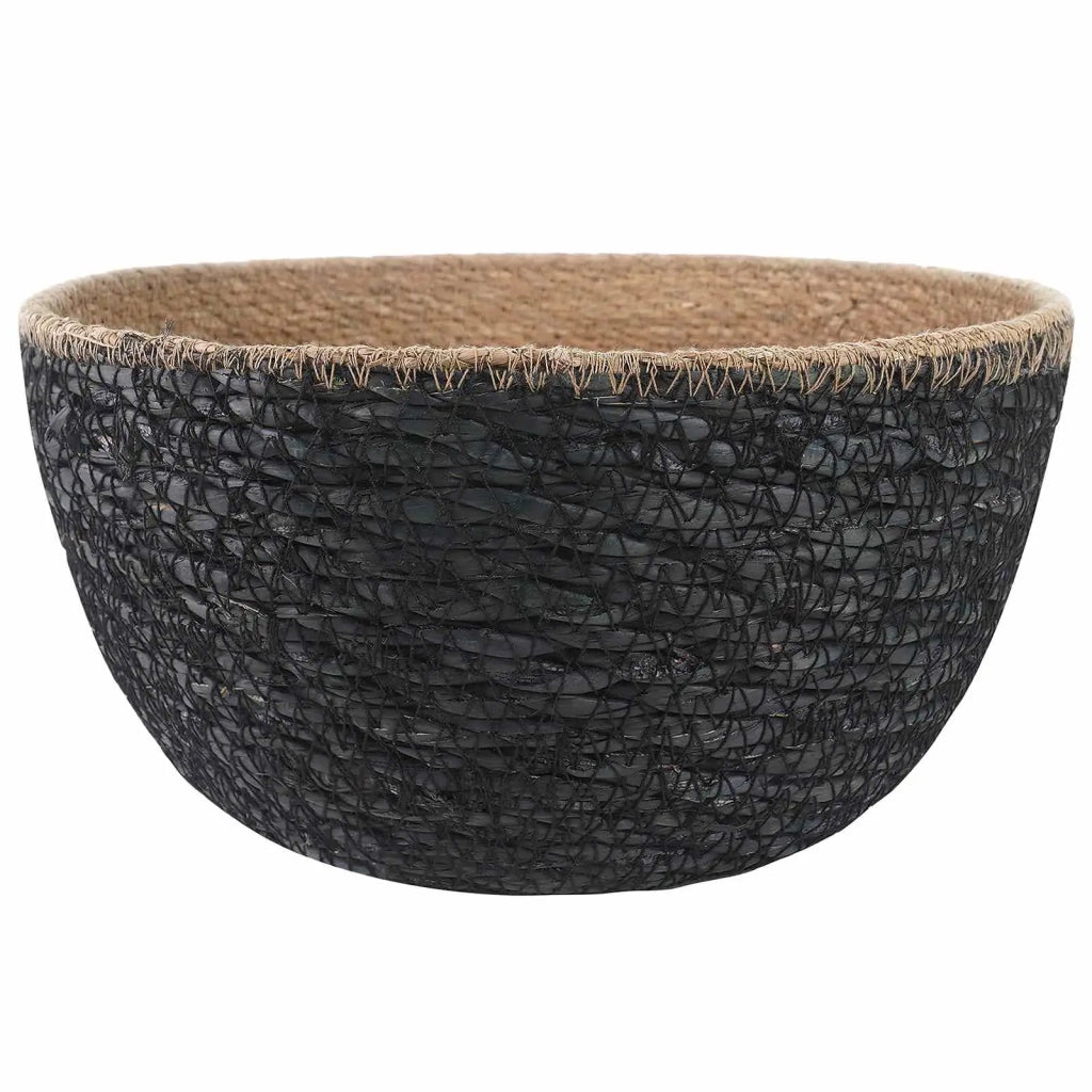 Vaso da fiori con manici 2 pcs Nero Ø 22 x 20 cm