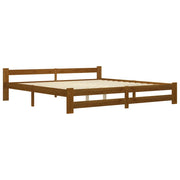 Giroletto senza Materasso-Struttura Letto Ambrato in Legno Massello 200x200 cm 559371