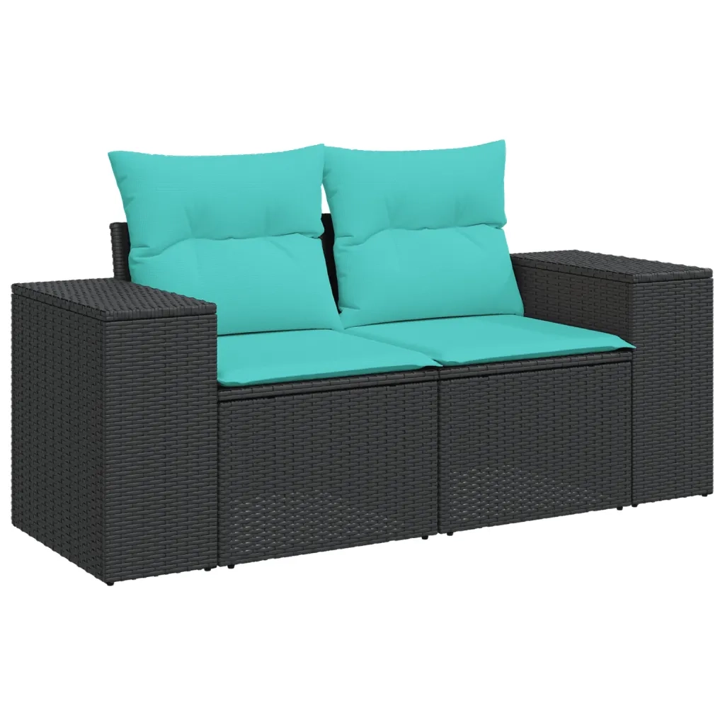 Set Divani da Giardino 10 pz con Cuscini Nero in Polyrattan 3223106