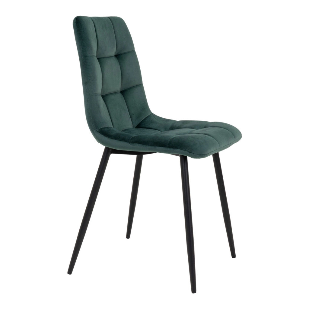 Set di 2 Sedie Middelfart, Verde, Velluto, 55x44x86 cm