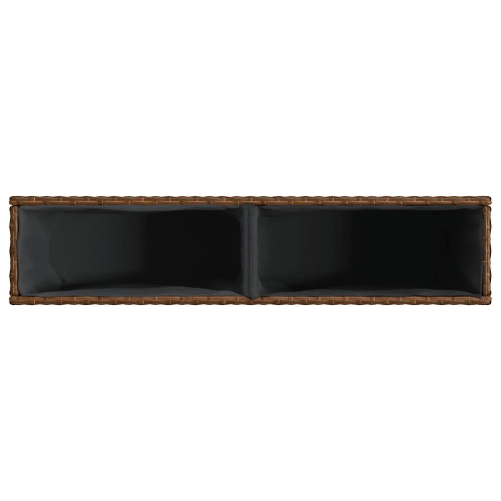Fioriera rialzata per piante fiori terrazza giardino con 2 vasi 90 x 20 x 40 cm resina intrecciata marrone 02_0038084