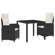 Set da pranzo per esterni 3 pcs Nero e Bianco Crema