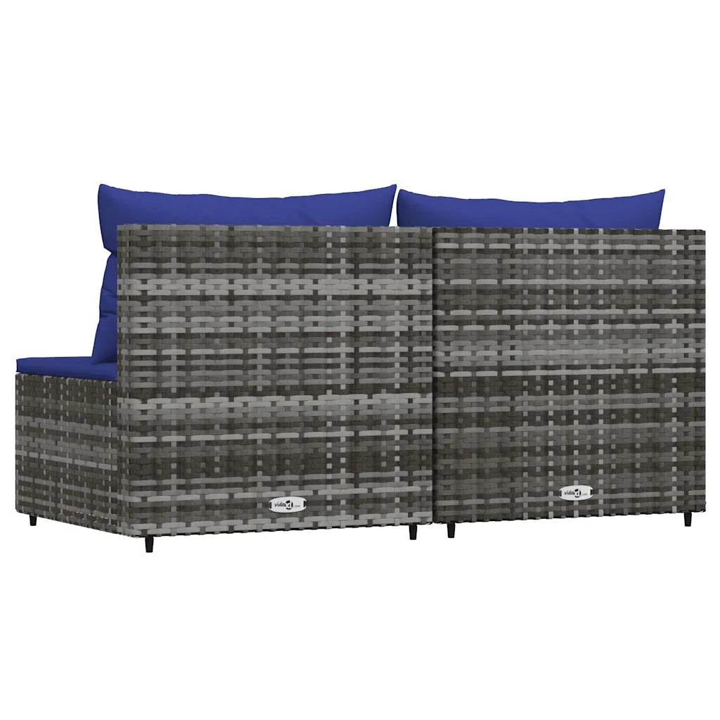 vidaXL Divani Centrali da Giardino con Cuscini 2pz Polyrattan Grigio