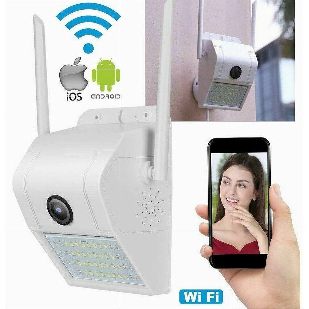 Trade Shop - Ip Camera Wifi Esterno 2mp 1080p Led Lampada Solare Ip66 Telecamera Cam Sd Rec -