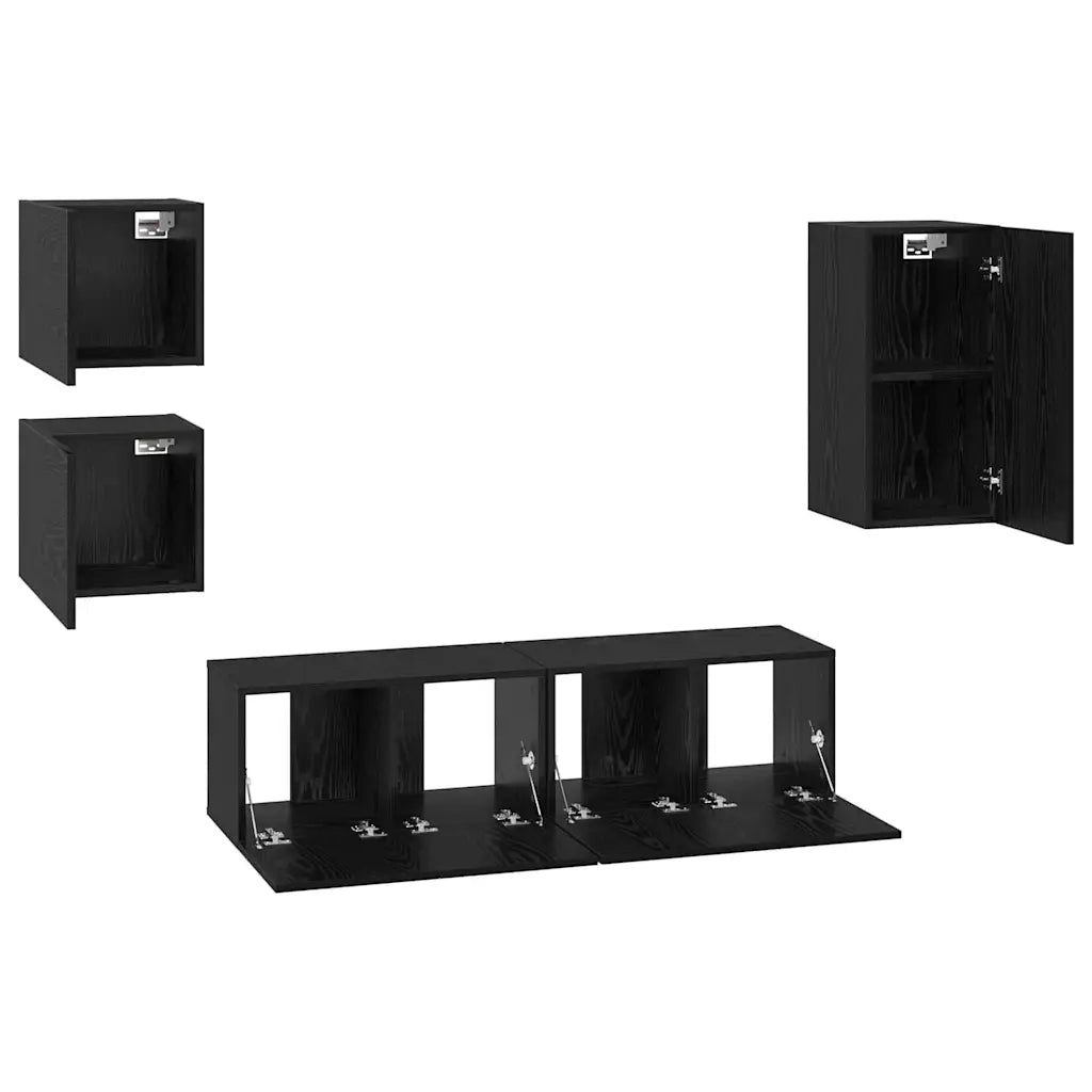 vidaXL Set mobile TV 5 pcs Rovere nero Legno multistrato