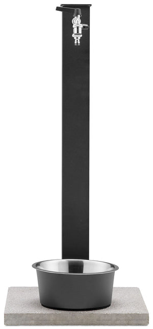 Fontana a Colonna Rubinetto Doppio in Ottone con Base e Vaschetta Abbeveratoio Belfer 42/REX-R Antracite