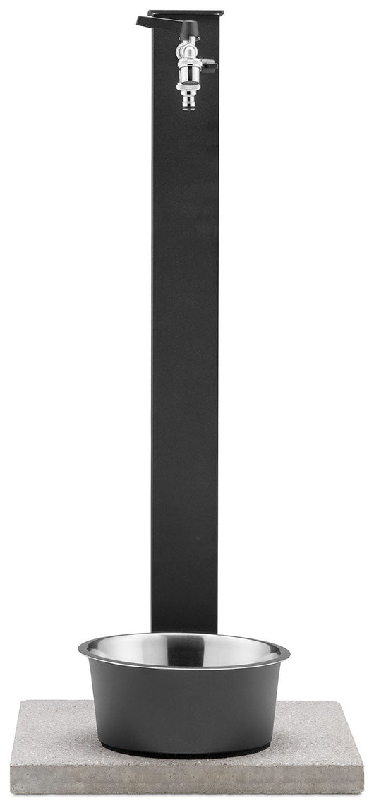 Fontana a Colonna Rubinetto Doppio in Ottone con Base e Vaschetta Abbeveratoio Belfer 42/REX-R Antracite