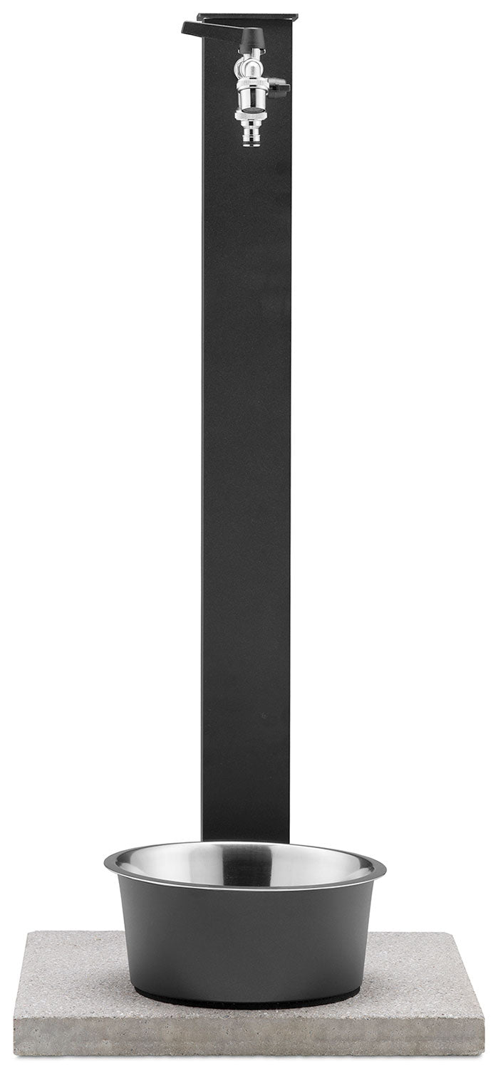 Fontana a Colonna Rubinetto Doppio in Ottone con Base e Vaschetta Abbeveratoio Belfer 42/REX-R Antracite