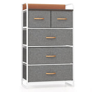 Cassettiera in tessuto 58 x 30 x 100 cm con 5 cassetti pieghevoli e design moderno in MDF grigio 20_0011547
