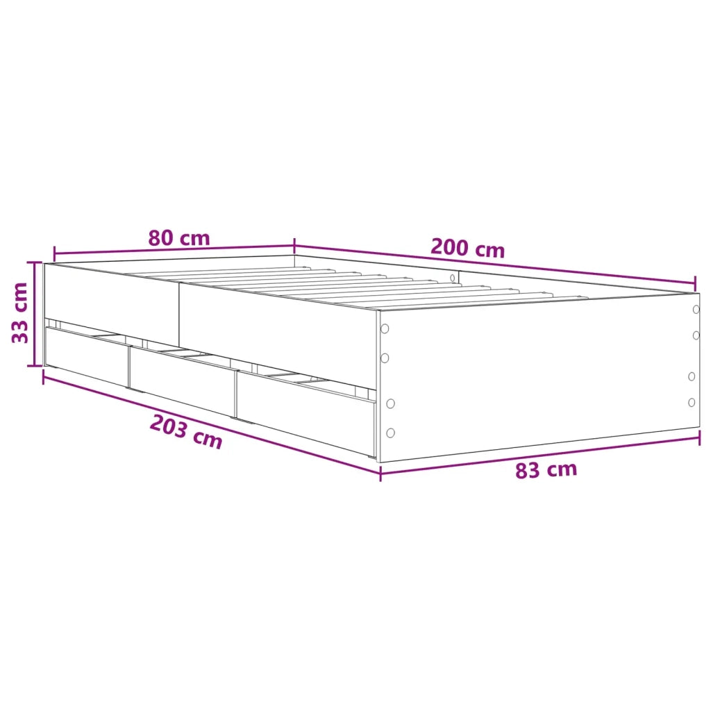 Telaio del letto con storage Legno antico 80 x 200 cm 3429608