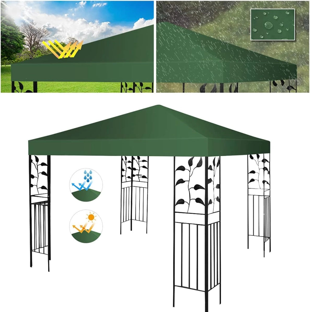 Tetto di Ricambio, per Gazebo Giardino di 3 x 3 M, Doppio/Singolo Strato, in Tessuto Poliestere, per Cortile/Spiaggia/Parco, 3 Colori e 2 Stili
