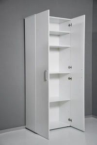 Armadio 2 Ante 5 Ripiani 69,4x36x181 cm in Truciolare Nobilitato Bianco