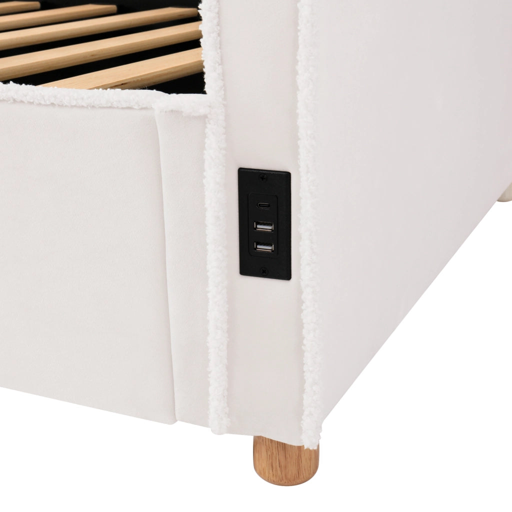 Letto da giorno imbottito 90x200 cm con contenitore idraulico e USB