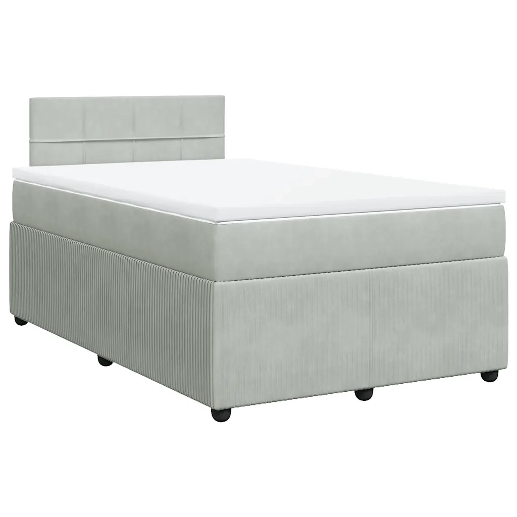 Giroletto a Molle con Materasso Grigio Chiaro 120x190cm Velluto