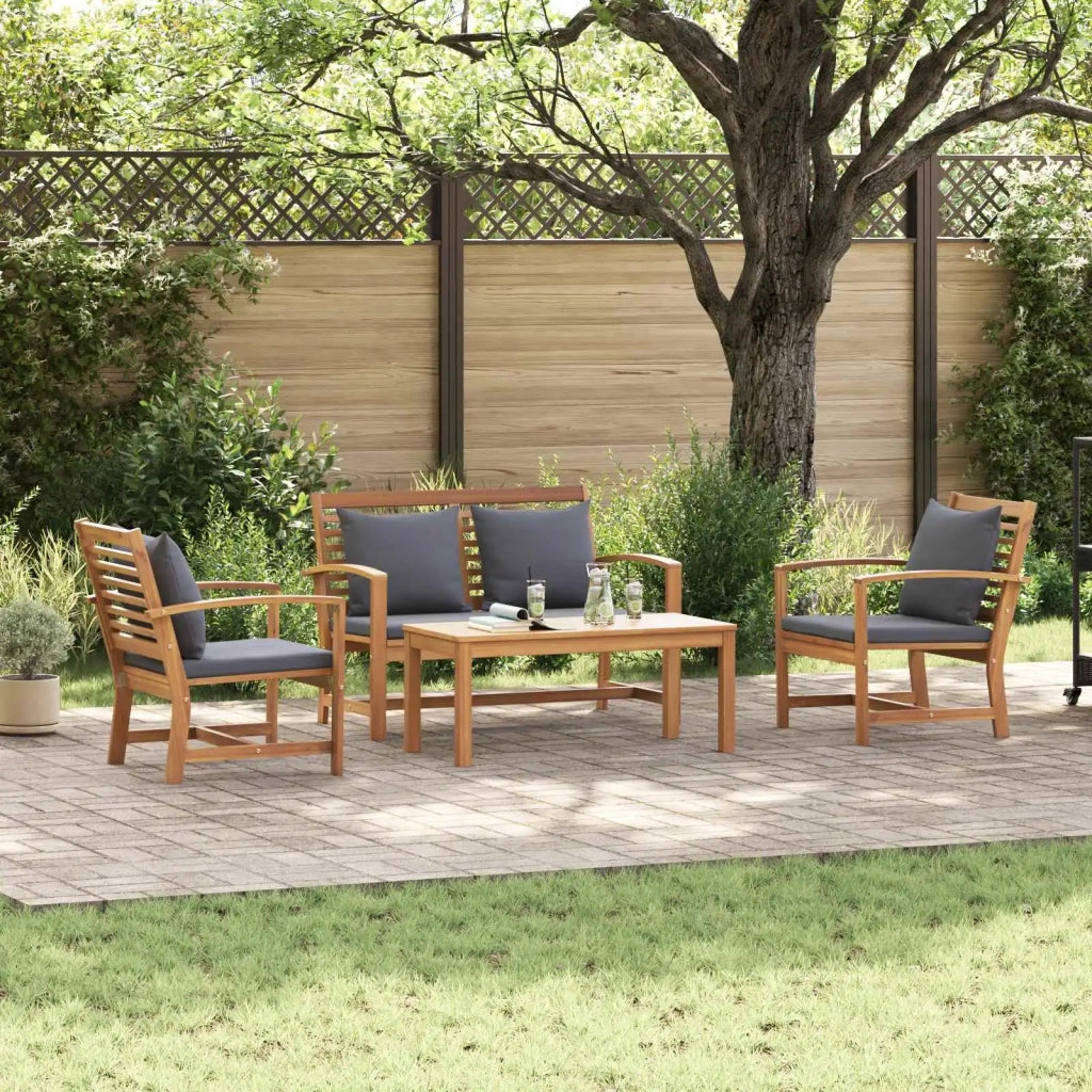 Set Divano da Giardino 4 pcs Naturale Legno di teak solido