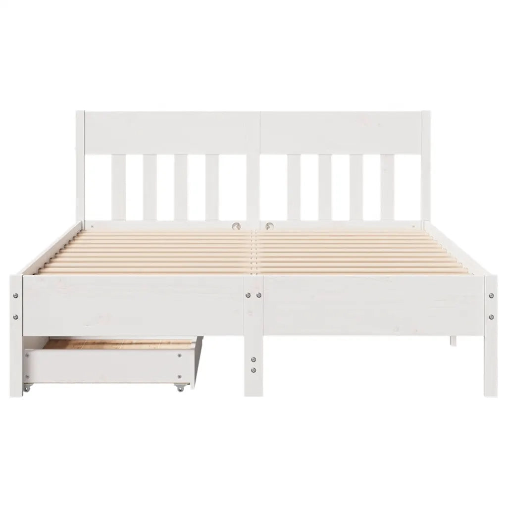 Letto senza Materasso Bianco 140x200 cm Legno Massello di Pino 3301867