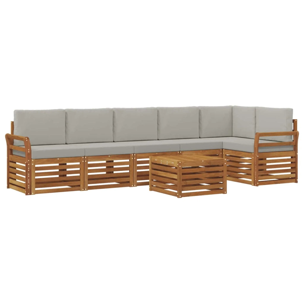 Set divano sezionale con cuscino 7 pcs Grigio Naturale e Chiaro 3374931