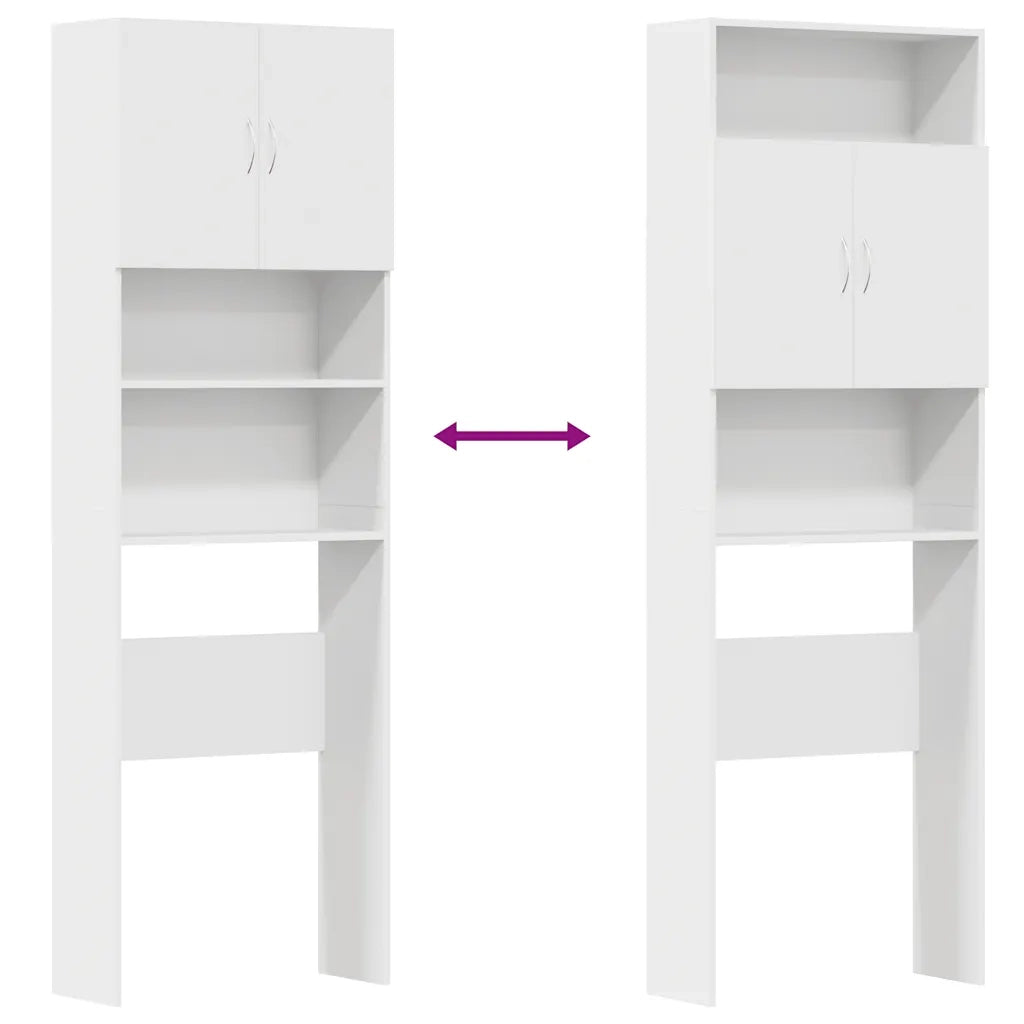Mobile Lavatrice Bianco 64x24x190 cm in Legno Multistrato 859127