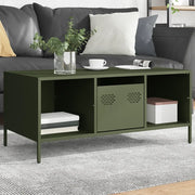 vidaXL Tavolino Verde Oliva 101,5x50x43,5 cm Acciaio Laminato a Freddo