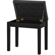 Sgabello per pianoforte con contenitore 55x34x50 cm， similpelle nera