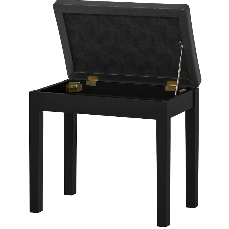 Sgabello per pianoforte con contenitore 55x34x50 cm， similpelle nera
