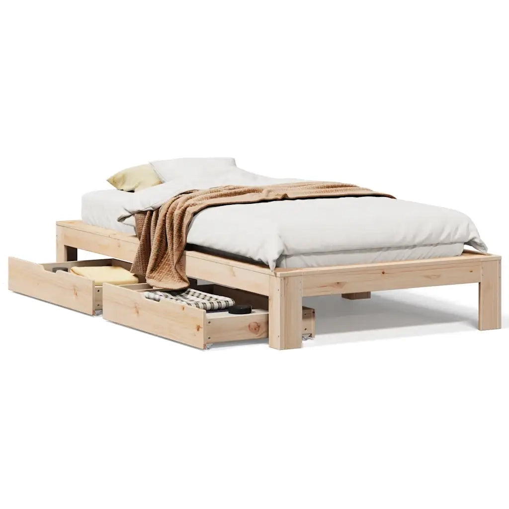 Letto singolo | Letto per adulti | Giroletto senza Materasso 75x190 cm in Legno Massello di Pino