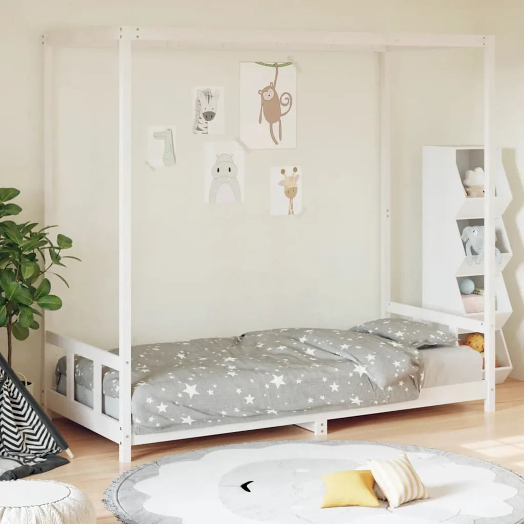 Giroletto per Bambini | Letto Infantile | Lettino Bianco 90x190cm in Legno Massello di Pino