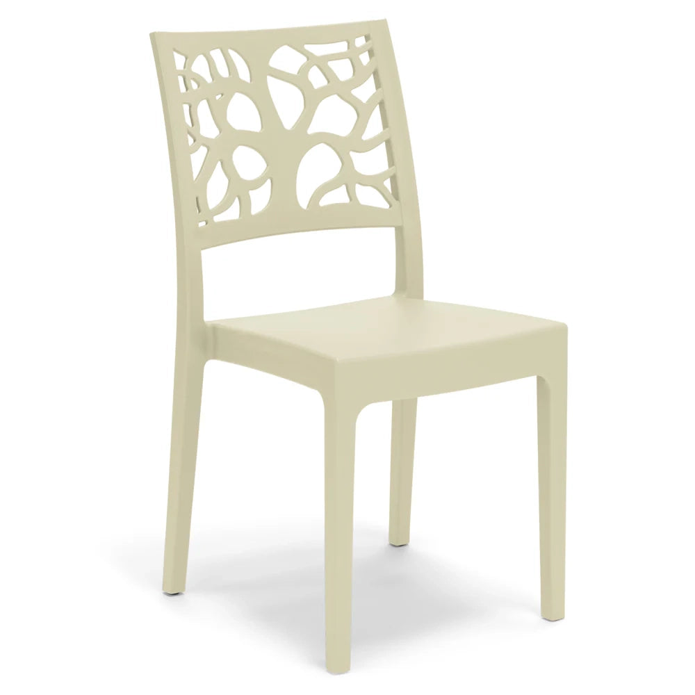 Set 4 sedie in polipropilene TETI, impilabile, resistente ai raggi UV, design moderno, ideale per sala da pranzo, cucina, sala d’attesa, bar, ristoranti o giardino, colore Sabbia
