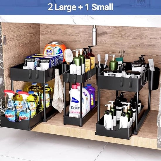 Organizzatore per sotto lavabo - pannelli di stoccaggio multifunzionali 39,98 x 21,79 x 33,48 cm /3