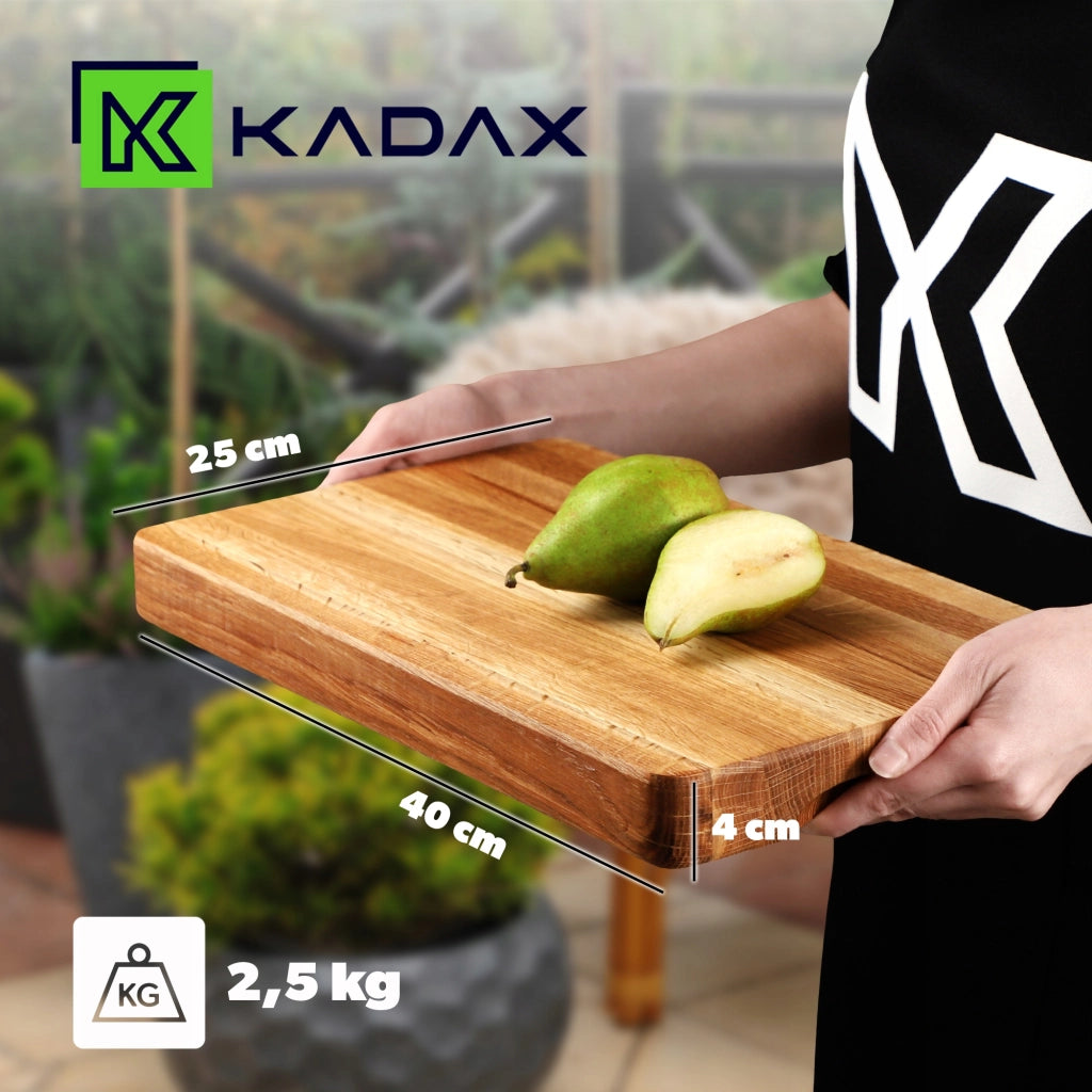 Tagliere da cucina in legno KADAX 40x25 cm per servire, in rovere, blocco grande