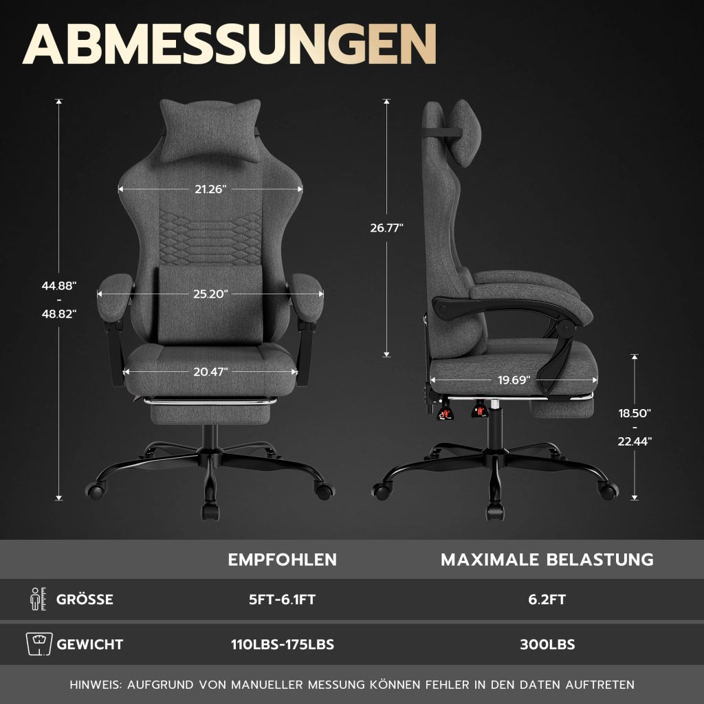 Sedia da ufficio ergonomica in tessuto con poggiatesta supporto lombare braccioli sincronizzati e poggiapiedi grigio scuro