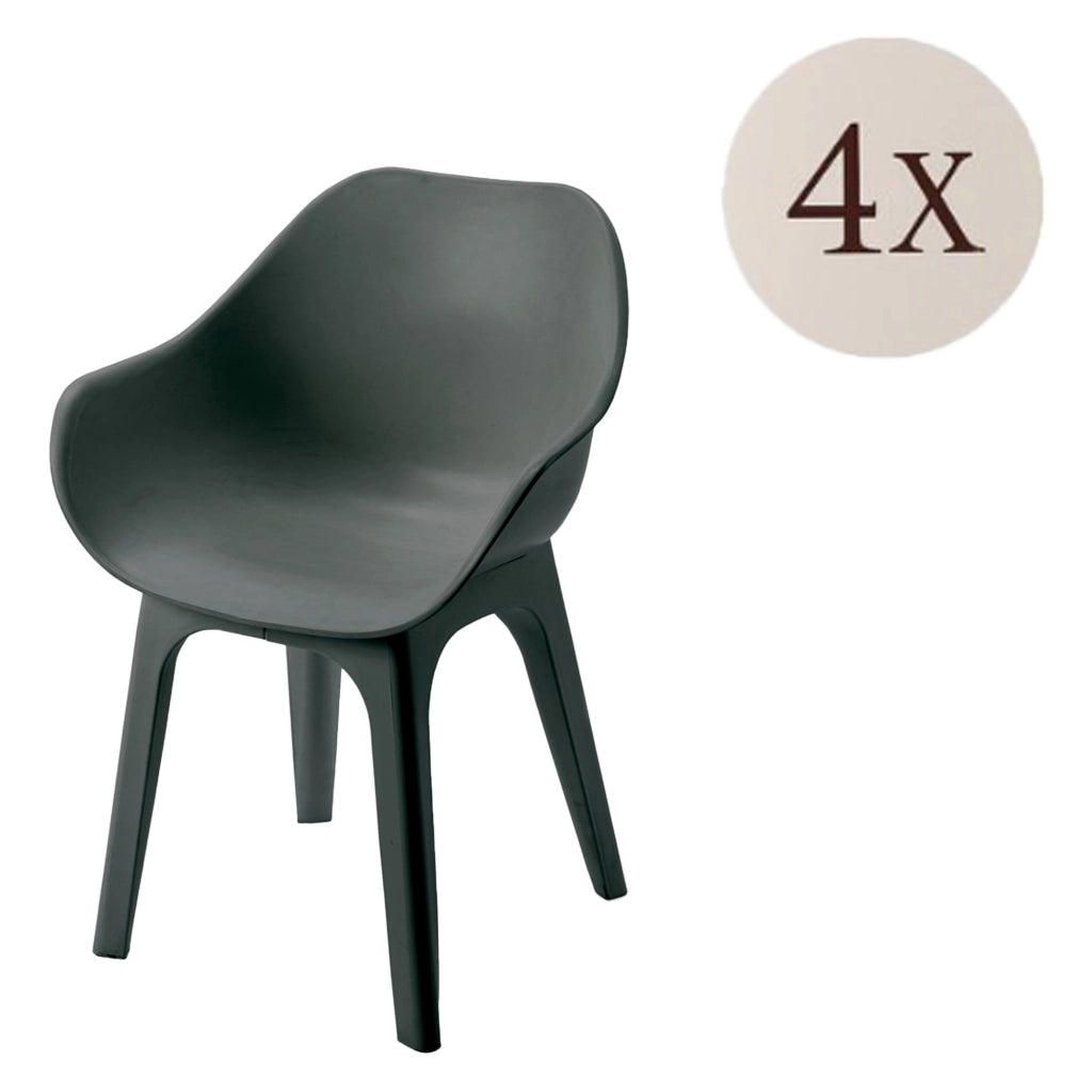 Beachfield, Sedia da Esterno 4 Sedie Made in Italy, Nero Antracite