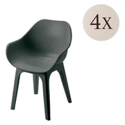Beachfield, Sedia da Esterno 4 Sedie Made in Italy, Nero Antracite