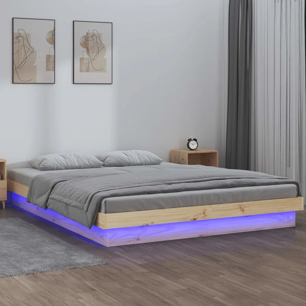 Giroletto con LED-Struttura Letto 150x200 cm King Size in Legno Massello 803463