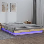 Giroletto con LED-Struttura Letto 150x200 cm King Size in Legno Massello 803463
