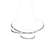 Diva - Lampada a sospensione led 39W dimmerabile - Design moderno in alluminio titanio, luce calda 3000K, anelli intrecciati d.50cm
