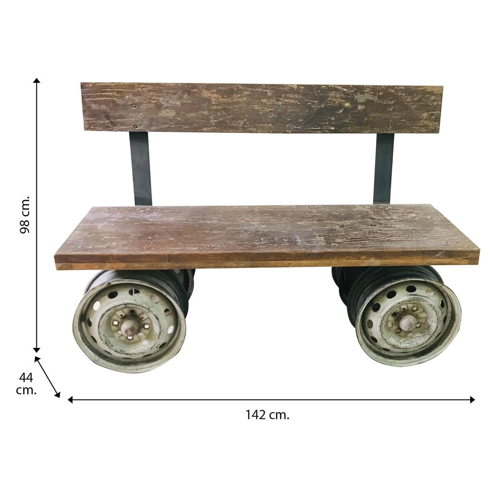 Sgabello in legno e metallo marrone 142x44x98h
