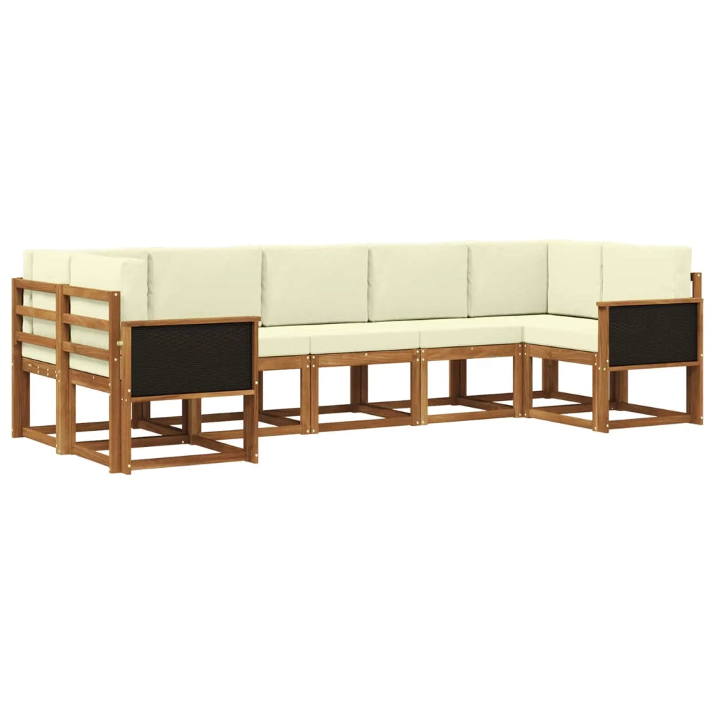 Set di divani da esterno con cuscino 7 pcs Naturale e Crema 3385501