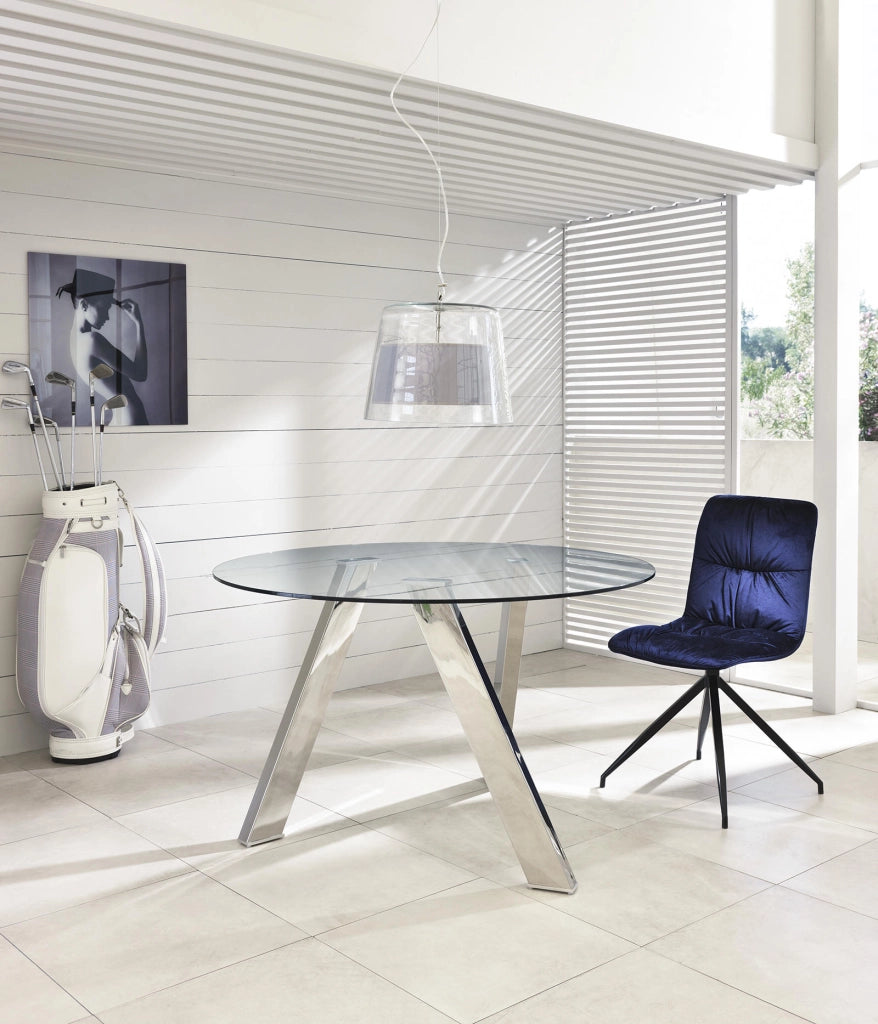 Tavolo fisso in vetro temperato trasparente 120x75h cm