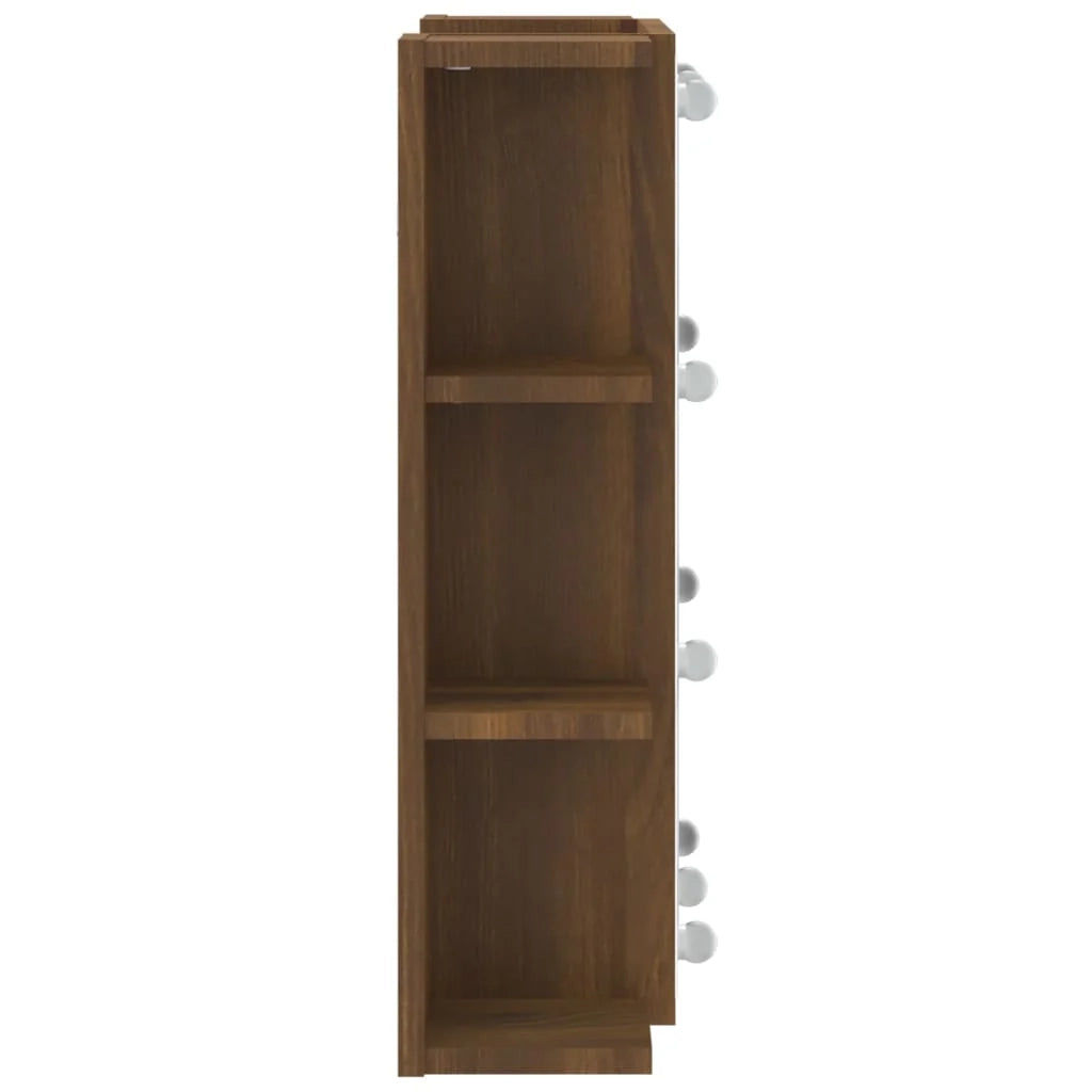 Armadio a specchio con illuminazione a LED rovere 70 x 16,5 x 60 cm marrone 02_0006666