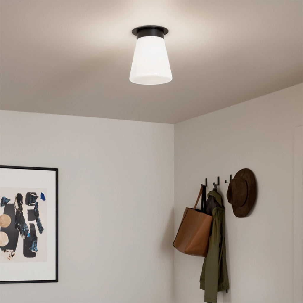 Plafoniera minimal nera vetro opale E27 40W Kichler