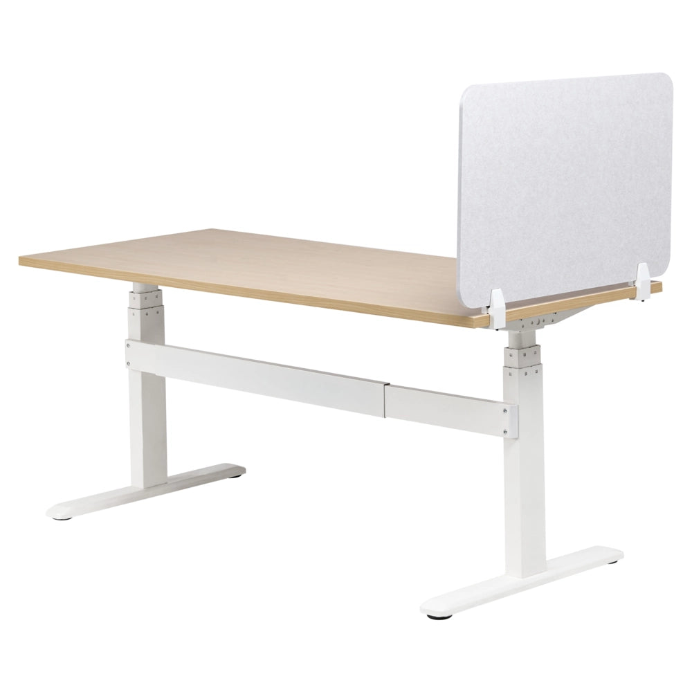 Pannello Divisorio da Scrivania Bianco Sporco in PET con Rivestimento in Tessuto 80 x 50 cm Schermo Acustico per Ufficio e Home Office