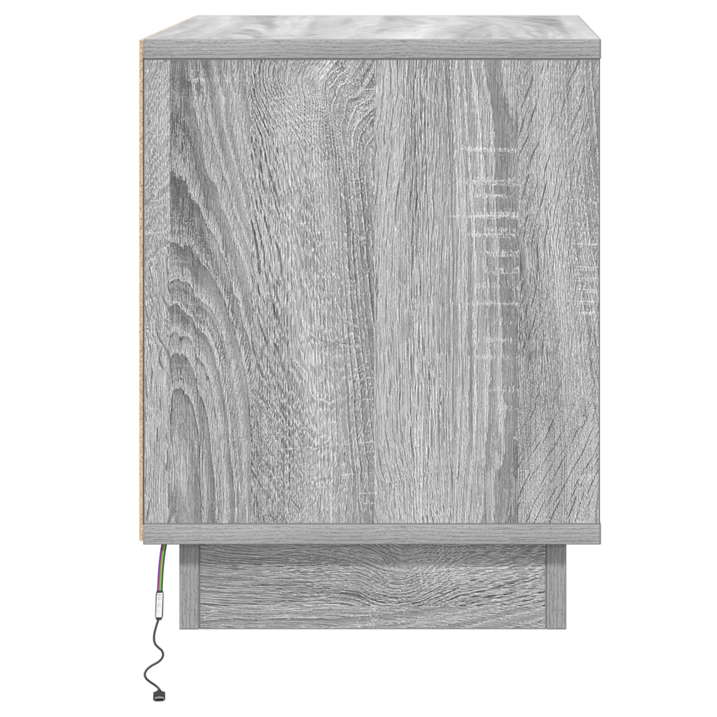 Comodini con Luci LED 2 pz Grigio Sonoma 44x34,5x45 cm