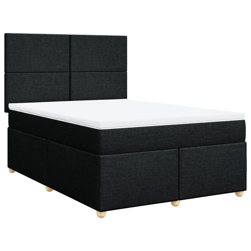 Giroletto a Molle con Materasso Nero 140x200 cm in Tessuto