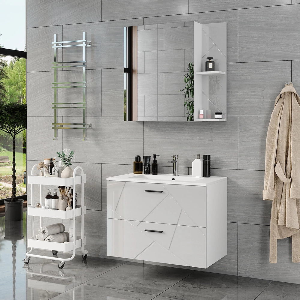 Vicco Set di mobili da bagno Bianco/bianco lucido 3 parti