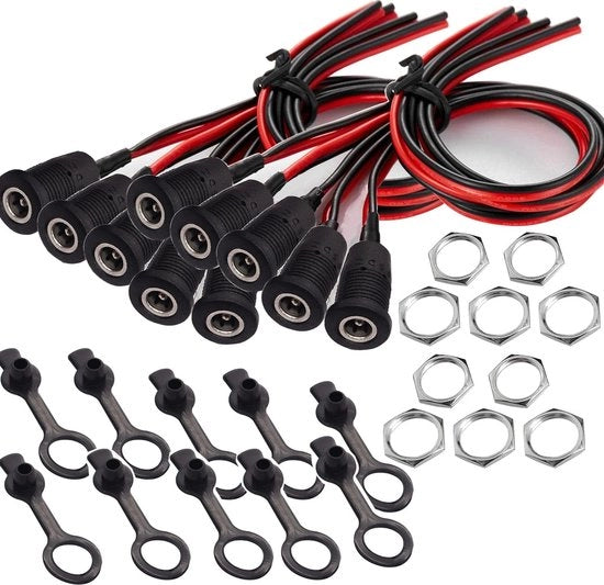Kit di connettori di alimentazione per 12V 10A, 10 pezzi, connettore DC 5,5 x 2,1mm